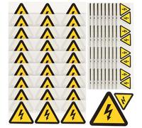 BESPORTBLE 30pcs Electrical Warning Sticker Pack Yellow Triangle Lightning Hazard Labels for Electric Panels High Voltage Electric Fence Safety Use Indoor Outdoor Adhesive Labels Small Large