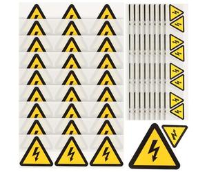 BESPORTBLE 30pcs Electrical Warning Sticker Pack Yellow Triangle Lightning Hazard Labels for Electric Panels High Voltage Electric Fence Safety Use Indoor Outdoor Adhesive Labels Small Large