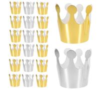 BESPORTBLE 30Pcs Large Foil Paper Birthday Crown Hats Party Supplies with Gold and Silver Colors for Celebration Lovely Caps for Festive Birthday Atmosphere