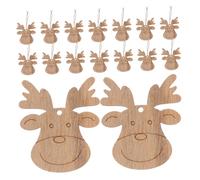 BESPORTBLE 30pcs Wooden Reindeer Head Cutouts with Jute Twine Festive DIY Christmas Craft Ornaments for Tree Hanging Wall Decoration Holiday Wooden Pendants