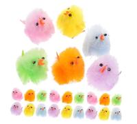 BESPORTBLE 32pcs Colorful Fluffy Plush Easter Chicks Soft Water Resistant Stuffed Animal Decorations for Party Favors and Outdoor Holiday Display Reusable Simulated Adornments for Easter