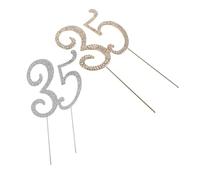 BESPORTBLE 35Th Birthday Cake Topper Set, Silver and Gold Rhinestone Number Decorations, Sparkly Cake Ornaments for Anniversary and Party Celebration