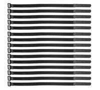 BESPORTBLE 36pcs Black Nylon Hook and Loop Cable Ties 20x300mm, Heavy Duty Reusable Wire Organizers for Sofa, Yoga Mat, and Cable Management in Home and Office