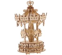 BESPORTBLE 3D Merry-Go-Round Wooden Puzzle Toy for Boys and Girls DIY Creative Jigsaw Model Educational Puzzle Assembly Toy Fun Craft Kit for Ages 8 and Up