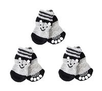 BESPORTBLE 3pairs Dog Socks for Small Dogs Pet Socks Non- Sole Indoor Paw for Puppies Adorable Design Grey and Bear for Slippery