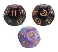BESPORTBLE 3pcs 12-sided Astrological Tarot Dice Set with Resin Material and Cosmic Design, Visually Appealing Game Dice Accessory for Divination and Roleplaying