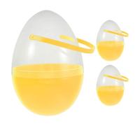 BESPORTBLE 3pcs 25cm Fillable Plastic Easter Eggs with Handle - Yellow Hollow Giant Easter Eggs for Hunt Party Supplies and Candy Filling