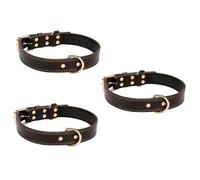 BESPORTBLE 3pcs Adjustable Leather Pet Collar D- and Rivet Decoration Creative Bell Necklace for Large Dogs Xs Coffee Color Comfortable for All-day Wear