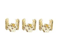 BESPORTBLE 3pcs Adjustable Open Wrap Bee Bangle Bracelet for Women and Metal Alloy Honeycomb Hollow Design Stylish Durable Wrist Jewelry for Parties and Daily Wear
