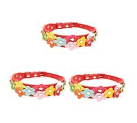 BESPORTBLE 3pcs Adjustable Pet Collar Pet Collar Cone Beautiful Pet Collar Pu Pet Collar Pet Collars Flower Pet Collar Pet Dog Collar Rope Belt Flower Dog Puppies Collars Dog Collar Small Red
