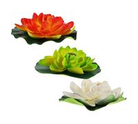 BESPORTBLE 3pcs Artificial Lotus Flowers with Floating EVA Leaves Realistic Water Lily Decorations for Garden Aquarium Lightweight and Portable Floating Ornaments for Outdoor and Indoor Use
