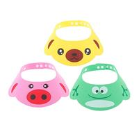 BESPORTBLE 3pcs Bath Hat Adjustable Cartoon Visor Shampoo Shield for Fun Hair Washing Shield for Bathing Haircuts Sun Protection Pink Yellow Green