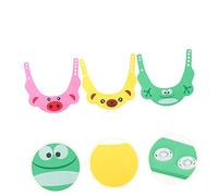 BESPORTBLE 3pcs Bath Hats for Thickened Cartoon Shampoo Hat with Eye and Ear Protection Water Resistant Hair Wash Cap for Bathing and Outdoor Sun Shield Easy to Clean Pink Yellow Green