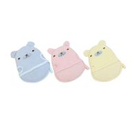 BESPORTBLE 3Pcs Bath Mitts Cartoon Animal Design Body Scrubbing Gloves for Soft Skin Friendly Washcloths Foaming Bath Tools Yellow Blue Pink