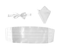 BESPORTBLE 3pcs Bow Ties Cummerbund for Men Bow Tie and Cummerbund Set Cummerbund Silk Cummerbund Mens Black Cummerbund Blue Bow Tie and CummerbundSet , White, 49cmx8cmx1cm (1436CKH03R5WRVHZOK5)