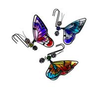 BESPORTBLE 3Pcs Butterfly Flower Pot Hanger Ornament Iron and Glass Garden Decor for Planters Potted Plant Adornment Unique Home and Office Decoration Lifelike