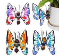 BESPORTBLE 3Pcs Butterfly Plant Decorations for Pots, Cute Iron Flower Planter Huggers for Indoor Greenery, Metal Garden Ornament, Butterfly Figurines for Bonsai and Outdoor Containers