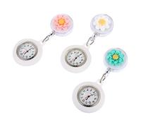 BESPORTBLE 3Pcs Cartoon Flower Retractable Nurse Watches Lapel Clip Watches for Women Practical Pocket Fob Watch for Nurses Doctors and Healthcare Professionals