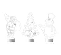 BESPORTBLE 3pcs Christmas Acrylic Led Changing Lights Tree Snowman Santa Claus Desk Lamp Night Light Home Bedroom Decor