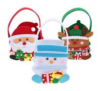 BESPORTBLE 3pcs Christmas Bags Handles Featuring Santa Claus Elk and Snowman Designs for Candy Packing and Holiday Party Favors These Reusable Totes Add Festive Charm to Xmas Celebration