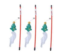 BESPORTBLE 3pcs Christmas Cat Wand - Interactive Teaser Sticks for Cats and Kittens - Festive for Holiday Fun Ideal Cat Christmas and Decorations