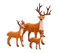 BESPORTBLE 3pcs Christmas Deer Decor Plush Set - Realistic Elk Models in Small 15cm, Medium 25cm, Large 30cm Sizes - Xmas Desktop Ornament for Holiday Decoration
