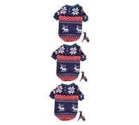 BESPORTBLE 3pcs Creative Christmas Dog Hoodie Adorable Windproof Pet Sweatshirt for Parties Thick Clothes Unique Reindeer Print