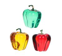 BESPORTBLE 3pcs Crystal Artificial Bell Pepper Figurines Realistic Chili Pepper Decor for Home Office Living Vivid Decorative Ornaments in Red Green
