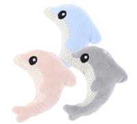 BESPORTBLE 3pcs Cute Dolphin-shaped Cat Toys Interactive Plush Kitten Toys for Indoor Cats Chewing Scratching Fun