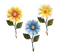 BESPORTBLE 3Pcs Daisy Wall Hooks Metal Hanging Plant Brackets Decorative Indoor Wall-Mounted Hangers for Kitchen Bathroom Living Home Organizers