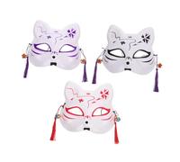 BESPORTBLE 3pcs Delicate Foxes Half Mask Japanese Animal Cartoon Style Decorative for Halloween Carnival Cosplay Parties and Festival Accessories