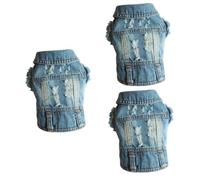BESPORTBLE 3pcs Denim Vest for Small Dogs Cool Pet Jacket Vest Clothes for Dogs Poodle Puppy Coat Retro Jeans Style