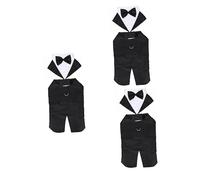 BESPORTBLE 3pcs Dog Formal Tuxedo Suit for Pets Cotton Wedding Outfit Bowtie for Special Occasions Like Weddings and Birthdays Convenient to Wear