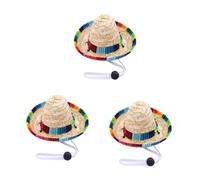 BESPORTBLE 3pcs Dog Outfit Sombrero Straw Brim Hat Adjustable Fit for Small to Large Dogs Mexican Theme Fun Party Accessory