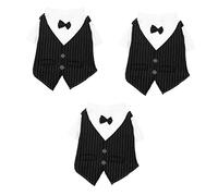 BESPORTBLE 3pcs Dog Wedding Attire Formal Dress Shirt for Pets Adorable Tuxedo Style Outfit for Dogs and Cats for Weddings and Parties Comfortable Skin-friendly Black s