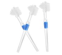 BESPORTBLE 3pcs Double Sided Transparent Denture Brush False Teeth Cleaner with Non Slip Handle Multi Tufted and Angle Trimming Design for Easy Cleaning of Artificial Teeth