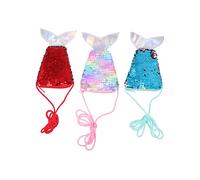 BESPORTBLE 3Pcs Elegant Sequin Coin Purses with Lanyard Stylish Mermaid Tail Change Wallets Red Green and Rainbow Lightweight Zippered Bags for Women