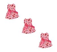 BESPORTBLE 3pcs Elegant Summer Dog Dress Bowknot Sleeveless Puppy Skirt Strawberry Print