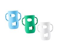BESPORTBLE 3pcs Glass Baby Bottle Sleeves with Silicone Handles for Infant Feeding, Large Size Non-Slip Protective Covers, Blue White Green Nursery Bottle Handle Set