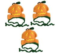 BESPORTBLE 3pcs Hand Knitted Pumpkin Hat for Pets Adorable Halloween Costume for Dogs Cats Safe Easy to Clean for Holiday Parties Festivals
