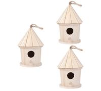BESPORTBLE 3pcs Hanging Bird Nest Tower Shaped Design for Indoor and Outdoor Use Creative Home Decor for Birds Craft for Pet to Play and Sleep Light Yellow Finish