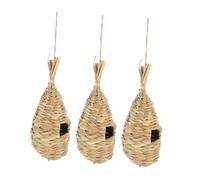 BESPORTBLE 3pcs Hanging Reed Grass Birds Nests Handmade Bird's Nest Rope for Pigeon Decorative House for Home