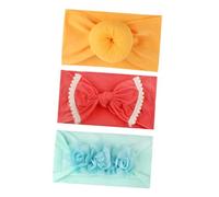 BESPORTBLE 3pcs Headband Set Soft Elastic Hair Bands for Adorable Doughnut Bowknot Chiffon Flower Headdress Comfortable Stretch Accessories for Newborn