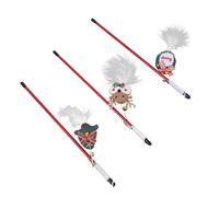 BESPORTBLE 3Pcs Interactive Cat Teaser with Christmas Themes Teasing Sticks for Indoor Cats Fun Pet Plaything Apple Christmas Tree Reindeer