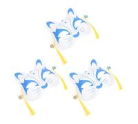 BESPORTBLE 3Pcs Japanese Style Painted Fox Half Face Masks for Masquerade Party Cosplay Halloween Dress-Up Accessories