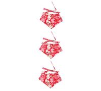 BESPORTBLE 3pcs Japanese Style Triangle Scarf for Pets Xs Red Flower Pattern Bib for Christmas Festivities Comfortable and Creative and Cats