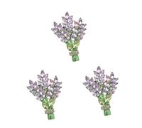 BESPORTBLE 3pcs Lavender Flower Brooch Pin for Women Elegant Decorative Lapel Pin with Rhinestone for Clothes for Parties and Special Occasions Durable Design