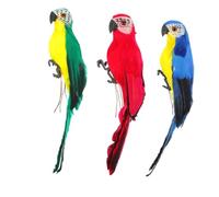 BESPORTBLE 3pcs Lifelike Parrot Ornaments with Detail Vivid Garden Adornments for Patio Decor Compact Simulation Bird Figurines in Green Blue Red