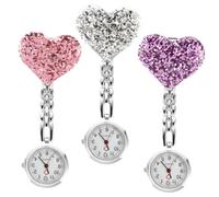 BESPORTBLE 3Pcs Love Heart Nurse Fob Watch Clip Pocket Watch for Nursing Students Fashionable Design Present for Healthcare Friends