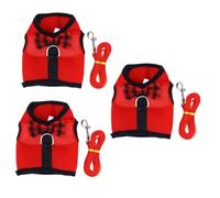 BESPORTBLE 3pcs Lovely Pet Breathable Mesh Vest Leash for Small Animals Hamster and Guinea Pig Red Comfortable and Lightweight Design